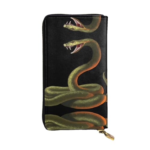 Lange Clutch aus Leder mit Schlangendruck für Damen - Mode mit mehreren Kartenfächern, Münzfach, Schwarz, Einheitsgröße Lange Clutch aus Leder mit Schlangendruck für Damen - Mode mit mehreren Kartenfächern, Münzfach, Schwarz, Einheitsgröße von JaoXer
