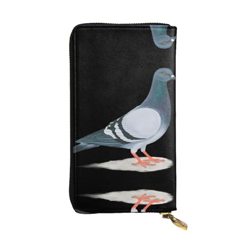 Lange Clutch aus Leder mit Taubenmuster für Damen - modisch mit mehreren Kartenfächern, Münzfach, Schwarz, Einheitsgröße Lange Clutch aus Leder mit Taubenmuster für Damen - modisch mit mehreren Kartenfächern, Münzfach, Schwarz, Einheitsgröße von JaoXer