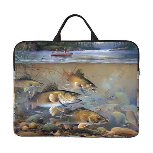Laptoptasche für 14 Zoll (35,6 cm) – Angelsee, Fischer, Volldruck-Design, ideal für Geschäftsreisen und tägliches Pendeln von JaoXer