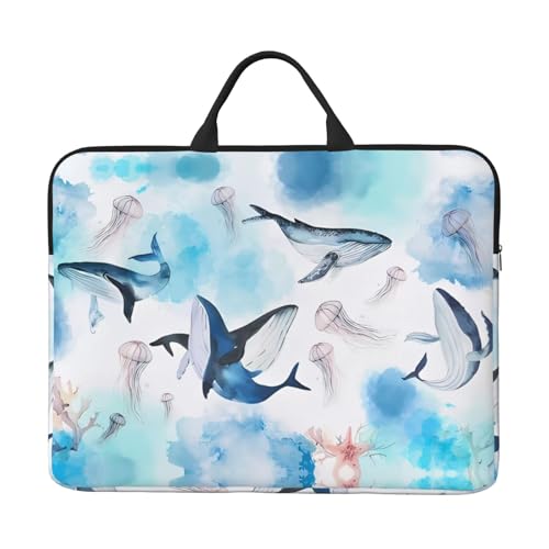 Laptoptasche mit 14 Zoll (35,6 cm) – Meerwal und Quallen Volldruck-Design, ideal für Geschäftsreisen und tägliches Pendeln von JaoXer