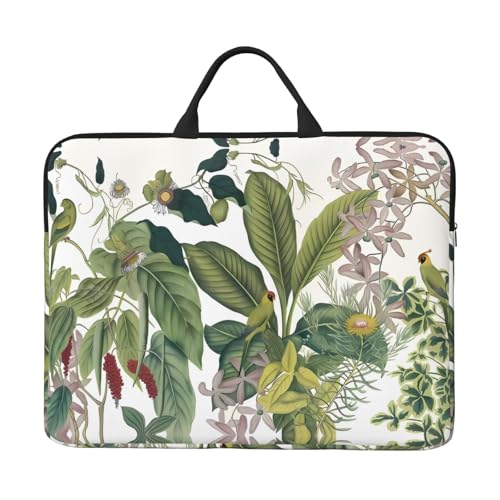 Laptoptasche mit 14 Zoll (35,6 cm) – tropisches Blumenblatt Papagei Volldruck-Design, ideal für Geschäftsreisen und den täglichen Pendeln von JaoXer