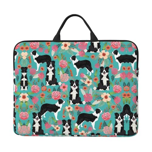 Laptoptasche mit 35,6 cm (14 Zoll) – Border Collie Florals Full Print Design, ideal für Geschäftsreisen und den täglichen Pendler von JaoXer
