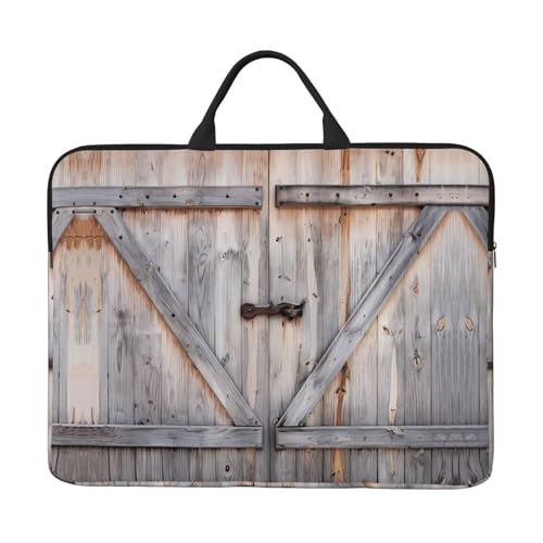 Laptoptasche mit 35,6 cm (14 Zoll) – Country Barn Wood Door Full Print Design, ideal für Geschäftsreisen und den täglichen Pendeln, Schwarz, Einheitsgröße von JaoXer