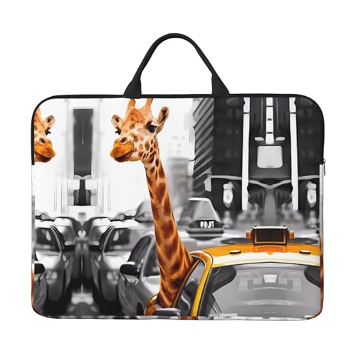 Laptoptasche mit 35,6 cm (14 Zoll) – Giraffe in New York Volldruck-Design, ideal für Geschäftsreisen und den täglichen Pendler von JaoXer