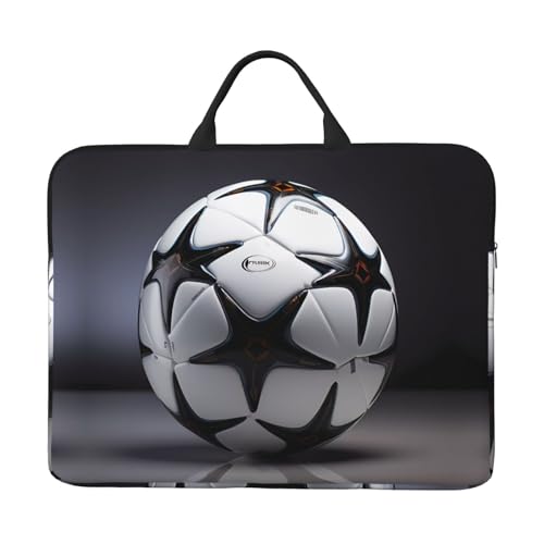 Laptoptasche mit 35,6 cm (14 Zoll) großem Fußballdruck, tragbarer Griff, Geschäftsreisen, Zubehörtasche für Notebook, Tablet, Schwarz und Weiß von JaoXer