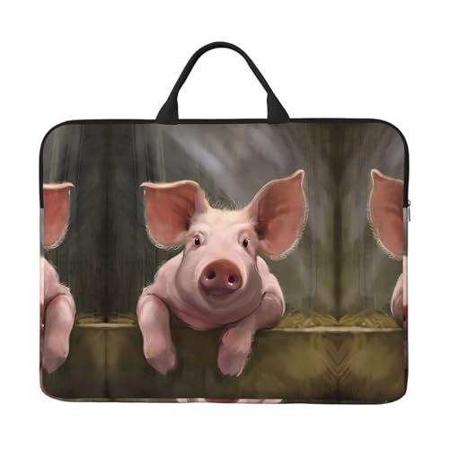 Laptoptasche mit 35,6 cm (14 Zoll) – niedliches Schweine-Volldruck-Design, ideal für Geschäftsreisen und tägliches Pendeln von JaoXer