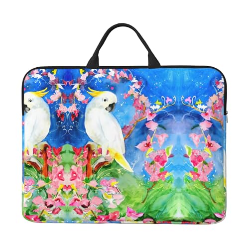 Laptoptasche mit 35,6 cm (14 Zoll) – schönes Kakadu-Vogel-Blumen-Design, ideal für Geschäftsreisen und tägliches Pendeln von JaoXer