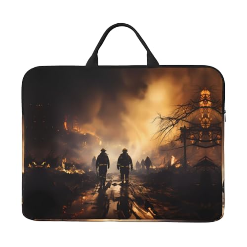 Laptoptasche mit Aufdruck "Firefighters fighting fires" (14 Zoll) – tragbarer Griff, Geschäftsreisen, Zubehörtasche für Notebook, Tablet von JaoXer