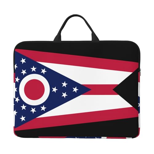 Laptoptasche mit Philippinenflaggen-Druck, 35,6 cm (14 Zoll), tragbarer Griff, Geschäftsreisen, Zubehörtasche für Notebook, Tablet, Ohio State Flag, Einheitsgröße von JaoXer