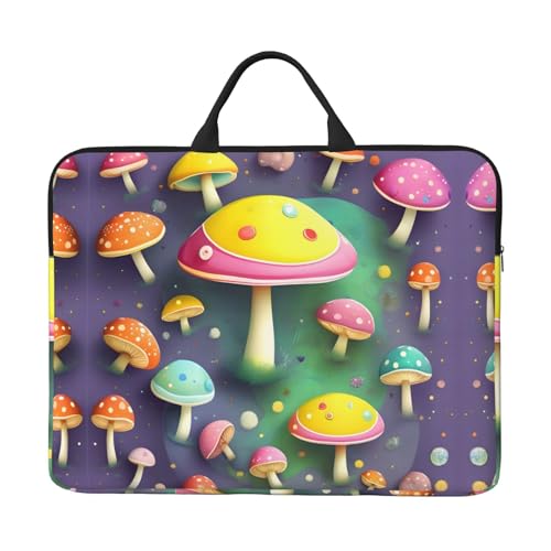 Laptoptasche mit buntem Traum-Pilz-Druck, 35,6 cm (14 Zoll), tragbarer Griff, Geschäftsreisen, Zubehörtasche für Notebook, Tablet von JaoXer