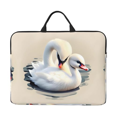 Laptoptasche mit süßem kleinen Schwanen-Druck, 35,6 cm (14 Zoll), tragbarer Griff, Geschäftsreisen, Zubehörtasche für Notebook, Tablet von JaoXer