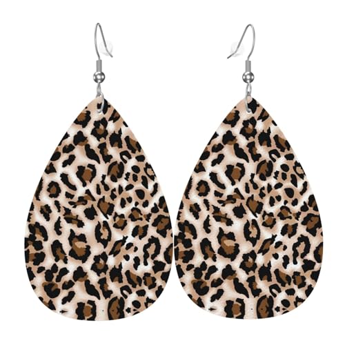 Lederohrringe mit Leopardenmuster für Frauen - baumelnde Tropfenohrringe, perfekt für Partys und Kostümzubehör, Einheitsgröße, Leder, kein Edelstein von JaoXer