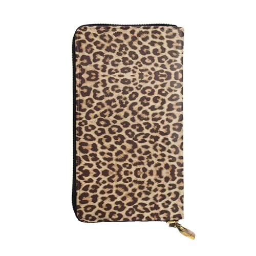 Leopardenmuster Druck Leder Lange Clutch Geldbörse für Frauen - Mode mit mehreren Kartenfächern, Münzfach, Schwarz, Einheitsgröße von JaoXer