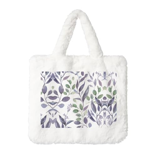 Lila Salbeigrün Blätter Plüsch Handtasche - Damen für Herbst und Winter - Ideal für Schlüssel, Lippenstift und mehr - Perfektes Geschenk von JaoXer