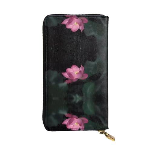 Lotus Flower Print Leder Lange Clutch Geldbörse für Frauen - Mode mit mehreren Kartenfächern, Münzfach, Schwarz, One Size Lotus Flower Print Leder Lange Clutch Geldbörse für Frauen - Mode mit mehreren Kartenfächern, Münzfach, Schwarz, One Size von JaoXer