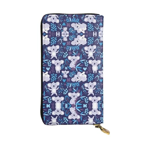 Lovely Koala Print Leder Lange Clutch Geldbörse für Frauen - Mode mit mehreren Kartenfächern, Münzfach, Schwarz, Einheitsgröße von JaoXer
