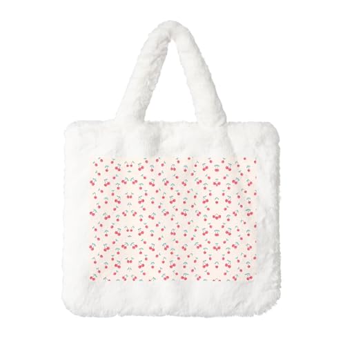 Lovely Sweet Red Cherry Plüsch Handtasche - Damen für Herbst und Winter - Ideal für Schlüssel, Lippenstift und mehr - Perfektes Geschenk von JaoXer