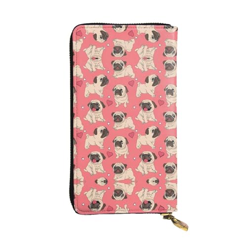 Lustige Cartoon Mops Welpe Hund Druck Leder Lange Clutch Geldbörse für Frauen - Mode mit mehreren Kartenfächern, Münzfach Lustige Cartoon Mops Welpe Hund Druck Leder Lange Clutch Geldbörse für Frauen - Mode mit mehreren Kartenfächern, Münzfach von JaoXer