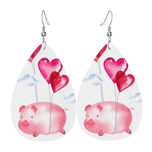 Lustige Piggy Print Leder Ohrringe für Frauen - baumelnde Tropfenohrringe, perfekt für Partys und Kostümzubehör, Einheitsgröße, Leder, kein Edelstein Lustige Piggy Print Leder Ohrringe für Frauen - baumelnde Tropfenohrringe, perfekt für Partys und Kostümzubehör, Einheitsgröße, Leder, kein Edelstein von JaoXer