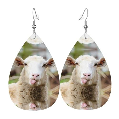 Lustige freche Schafzunge, niedliche Tierdruck-Leder-Ohrringe für Frauen, baumelnde Tropfenohrringe, perfekt für Partys und Kostümzubehör, Einheitsgröße, Leder, kein Edelstein Lustige freche Schafzunge, niedliche Tierdruck-Leder-Ohrringe für Frauen, baumelnde Tropfenohrringe, perfekt für Partys und Kostümzubehör, Einheitsgröße, Leder, kein Edelstein von JaoXer