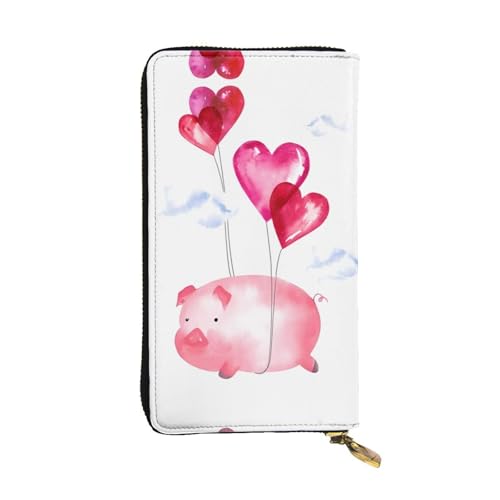 Lustiges Piggy Print Leder Lange Clutch Geldbörse für Frauen - Mode mit mehreren Kartenfächern, Münzfach, Schwarz, Einheitsgröße Lustiges Piggy Print Leder Lange Clutch Geldbörse für Frauen - Mode mit mehreren Kartenfächern, Münzfach, Schwarz, Einheitsgröße von JaoXer