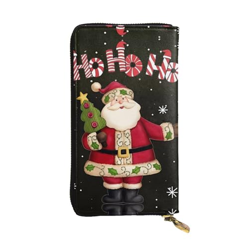 Merry Christmas Print Leder Lange Clutch Geldbörse für Frauen - Mode mit mehreren Kartenfächern, Münzfach, Schwarz, Einheitsgröße Merry Christmas Print Leder Lange Clutch Geldbörse für Frauen - Mode mit mehreren Kartenfächern, Münzfach, Schwarz, Einheitsgröße von JaoXer