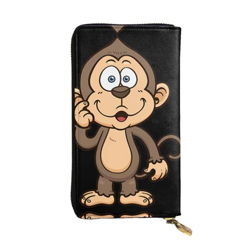 Monkey Print Leder Lange Clutch Geldbörse für Frauen - Mode mit mehreren Kartenfächern, Münzfach, Schwarz, Einheitsgröße von JaoXer