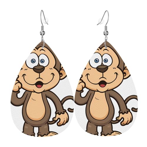 Monkey Print Leder Ohrringe für Frauen - baumelnde Tropfenohrringe, perfekt für Partys und Kostümzubehör, Einheitsgröße, Leder, kein Edelstein Monkey Print Leder Ohrringe für Frauen - baumelnde Tropfenohrringe, perfekt für Partys und Kostümzubehör, Einheitsgröße, Leder, kein Edelstein von JaoXer