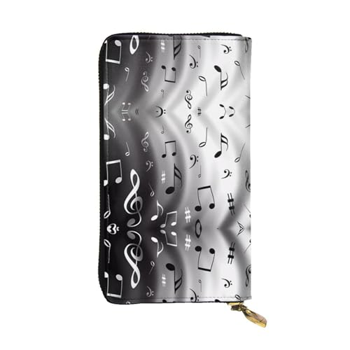 Musik Print Leder Lange Clutch Geldbörse für Frauen - Mode mit mehreren Kartenfächern, Münzfach, Schwarz, Einheitsgröße von JaoXer