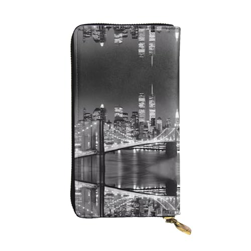 New York Print Leder Lange Clutch Geldbörse für Damen - Mode mit mehreren Kartenfächern, Münzfach, Schwarz, Einheitsgröße New York Print Leder Lange Clutch Geldbörse für Damen - Mode mit mehreren Kartenfächern, Münzfach, Schwarz, Einheitsgröße von JaoXer