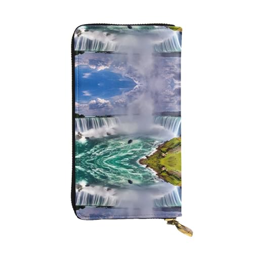 Niagara Falls Print Leder Lange Clutch Geldbörse für Damen - Mode mit Mehrere Kartenfächern, Münzfach, Schwarz, One Size Niagara Falls Print Leder Lange Clutch Geldbörse für Damen - Mode mit Mehrere Kartenfächern, Münzfach, Schwarz, One Size von JaoXer