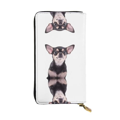 Niedliche Chihuahua Druck Leder Lange Clutch Geldbörse für Frauen - Mode mit mehreren Kartenfächern, Münzfach, Schwarz, Einheitsgröße Niedliche Chihuahua Druck Leder Lange Clutch Geldbörse für Frauen - Mode mit mehreren Kartenfächern, Münzfach, Schwarz, Einheitsgröße von JaoXer