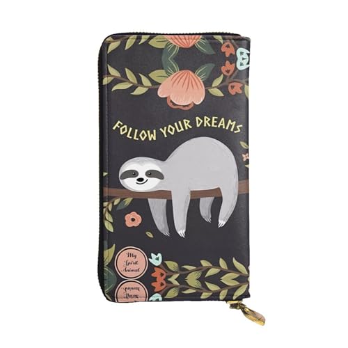 Niedliche Faultier-Druck Leder Lange Clutch Geldbörse für Frauen - Mode mit mehreren Kartenfächern, Münzfach, Schwarz, Einheitsgröße Niedliche Faultier-Druck Leder Lange Clutch Geldbörse für Frauen - Mode mit mehreren Kartenfächern, Münzfach, Schwarz, Einheitsgröße von JaoXer