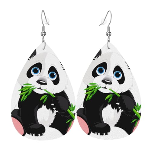 Niedliche Panda-Druck Leder-Ohrringe für Frauen - baumelnde Tropfenohrringe, perfekt für Partys und Kostümzubehör, Einheitsgröße, Leder, kein Edelstein Niedliche Panda-Druck Leder-Ohrringe für Frauen - baumelnde Tropfenohrringe, perfekt für Partys und Kostümzubehör, Einheitsgröße, Leder, kein Edelstein von JaoXer