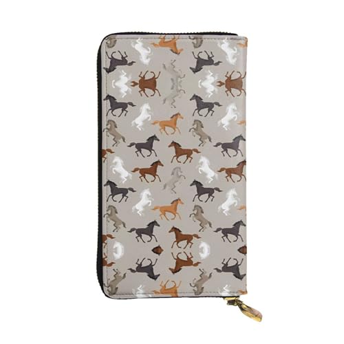 Niedliche Pferde-Print Leder Lange Clutch Geldbörse für Frauen - Mode mit mehreren Kartenfächern, Münzfach, Schwarz, Einheitsgröße Niedliche Pferde-Print Leder Lange Clutch Geldbörse für Frauen - Mode mit mehreren Kartenfächern, Münzfach, Schwarz, Einheitsgröße von JaoXer