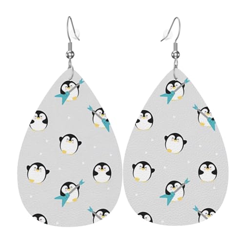 Niedliche Pinguin-Druck Lederohrringe für Frauen - baumelnde Tropfenohrringe, perfekt für Partys und Kostümzubehör, Einheitsgröße, Leder, kein Edelstein Niedliche Pinguin-Druck Lederohrringe für Frauen - baumelnde Tropfenohrringe, perfekt für Partys und Kostümzubehör, Einheitsgröße, Leder, kein Edelstein von JaoXer