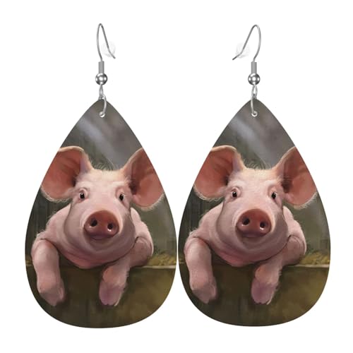 Niedliche Schweine-Druck Leder Ohrringe für Frauen - baumelnde Tropfenohrringe, perfekt für Partys und Kostümzubehör, Einheitsgröße, Leder, kein Edelstein Niedliche Schweine-Druck Leder Ohrringe für Frauen - baumelnde Tropfenohrringe, perfekt für Partys und Kostümzubehör, Einheitsgröße, Leder, kein Edelstein von JaoXer
