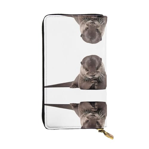 Niedlicher Otter-Druck Leder Lange Clutch Geldbörse für Frauen - Mode mit mehreren Kartenfächern, Münzfach, Schwarz, Einheitsgröße Niedlicher Otter-Druck Leder Lange Clutch Geldbörse für Frauen - Mode mit mehreren Kartenfächern, Münzfach, Schwarz, Einheitsgröße von JaoXer