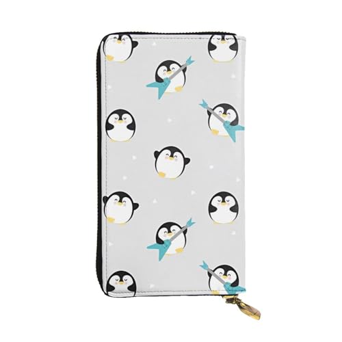 Niedlicher Pinguin-Druck Leder Lange Clutch Geldbörse für Frauen - Mode mit mehreren Kartenfächern, Münzfach, Schwarz, Einheitsgröße Niedlicher Pinguin-Druck Leder Lange Clutch Geldbörse für Frauen - Mode mit mehreren Kartenfächern, Münzfach, Schwarz, Einheitsgröße von JaoXer