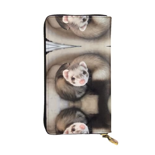 Niedliches Frettchen-Print Leder Lange Clutch Geldbörse für Frauen - Mode mit mehreren Kartenfächern, Münzfach von JaoXer