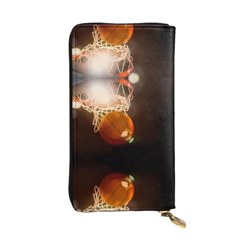 Night Basketball Print Leder Lange Clutch Geldbörse für Frauen - Mode mit mehreren Kartenfächern, Münzfach Night Basketball Print Leder Lange Clutch Geldbörse für Frauen - Mode mit mehreren Kartenfächern, Münzfach von JaoXer