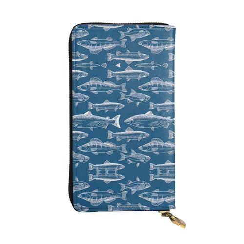 Ocean Fishes Print Leder Lange Clutch Geldbörse für Frauen - Mode mit mehreren Kartenfächern, Münzfach, Schwarz, Einheitsgröße Ocean Fishes Print Leder Lange Clutch Geldbörse für Frauen - Mode mit mehreren Kartenfächern, Münzfach, Schwarz, Einheitsgröße von JaoXer