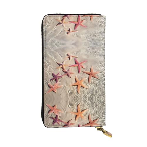 Ocean Seestern Print Leder Lange Clutch Geldbörse für Frauen - Mode mit mehreren Kartenfächern, Münzfach von JaoXer
