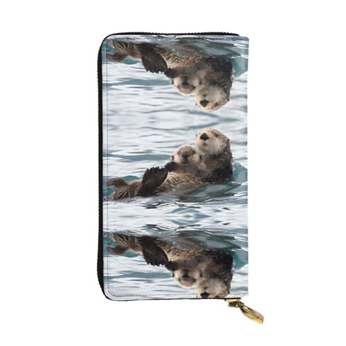 Otter Print Leder Lange Clutch Geldbörse für Damen - Mode mit mehreren Kartenfächern, Münzfach, Schwarz, Einheitsgröße Otter Print Leder Lange Clutch Geldbörse für Damen - Mode mit mehreren Kartenfächern, Münzfach, Schwarz, Einheitsgröße von JaoXer