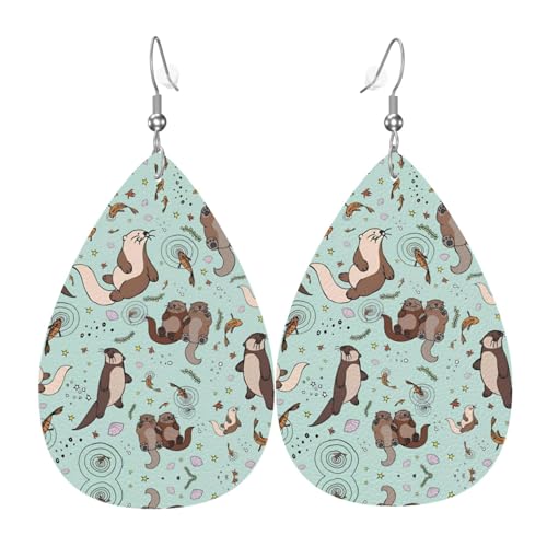 Otters Print Leder Ohrringe für Frauen - baumelnde Tropfenohrringe, perfekt für Partys und Kostümzubehör, Einheitsgröße, Leder, kein Edelstein Otters Print Leder Ohrringe für Frauen - baumelnde Tropfenohrringe, perfekt für Partys und Kostümzubehör, Einheitsgröße, Leder, kein Edelstein von JaoXer