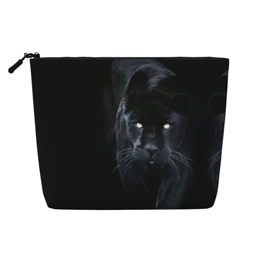 Panther Make-up-Tasche aus künstlichem Hanf, Kulturbeutel, Organizer für mehrere tägliche Anwendungen, Geschäftsreisen, Schwarz, Einheitsgröße von JaoXer