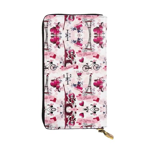 Paris Eiffelturm Frankreich Druck Leder Lange Clutch Geldbörse für Frauen - Mode mit mehreren Kartenfächern, Münzfach von JaoXer