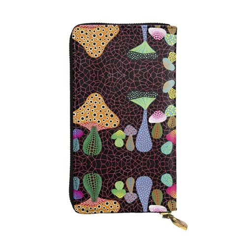 Pilzdruck Leder Lange Clutch Geldbörse für Frauen - Mode mit mehreren Kartenfächern, Münzfach, Schwarz, Einheitsgröße Pilzdruck Leder Lange Clutch Geldbörse für Frauen - Mode mit mehreren Kartenfächern, Münzfach, Schwarz, Einheitsgröße von JaoXer