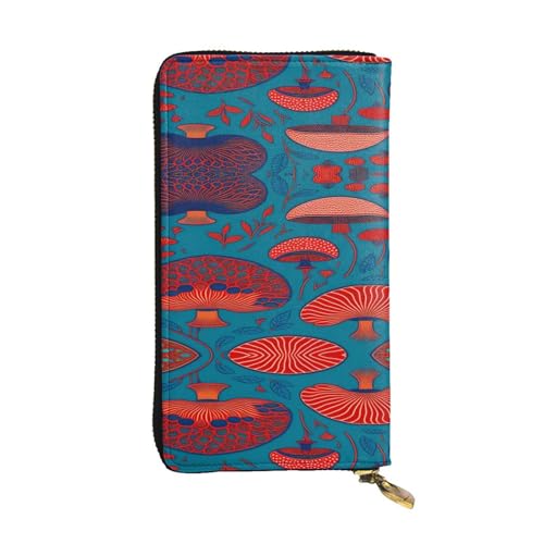 Pilze und Blätter Druck Leder Lange Clutch Geldbörse für Frauen - Mode mit mehreren Kartenfächern, Münzfach, Schwarz, Einheitsgröße Pilze und Blätter Druck Leder Lange Clutch Geldbörse für Frauen - Mode mit mehreren Kartenfächern, Münzfach, Schwarz, Einheitsgröße von JaoXer