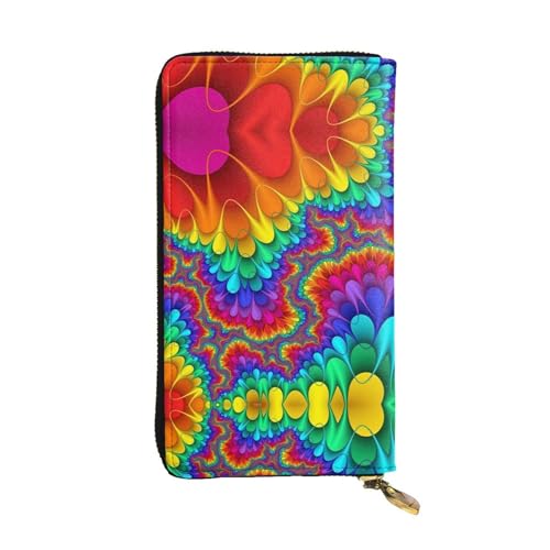 Rainbow Tie Dye Red Print Leder Lange Clutch Geldbörse für Frauen - Mode mit mehreren Kartenfächern, Münzfach, Schwarz, Einheitsgröße Rainbow Tie Dye Red Print Leder Lange Clutch Geldbörse für Frauen - Mode mit mehreren Kartenfächern, Münzfach, Schwarz, Einheitsgröße von JaoXer